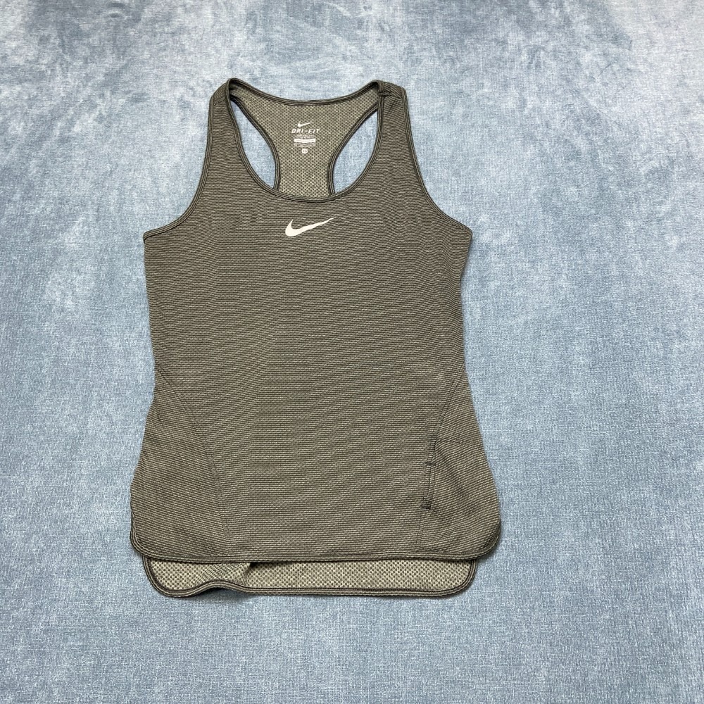 Nike Dri Fit Tank Top Womens XS Olive Green Sleeveless Running Gym Wear Athletic